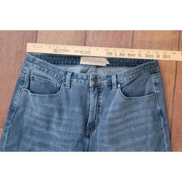 Soft Surroundings Jeans Womens 14P Blue Slim Leg High Rise Medium Stretch Denim - Picture 8 of 12